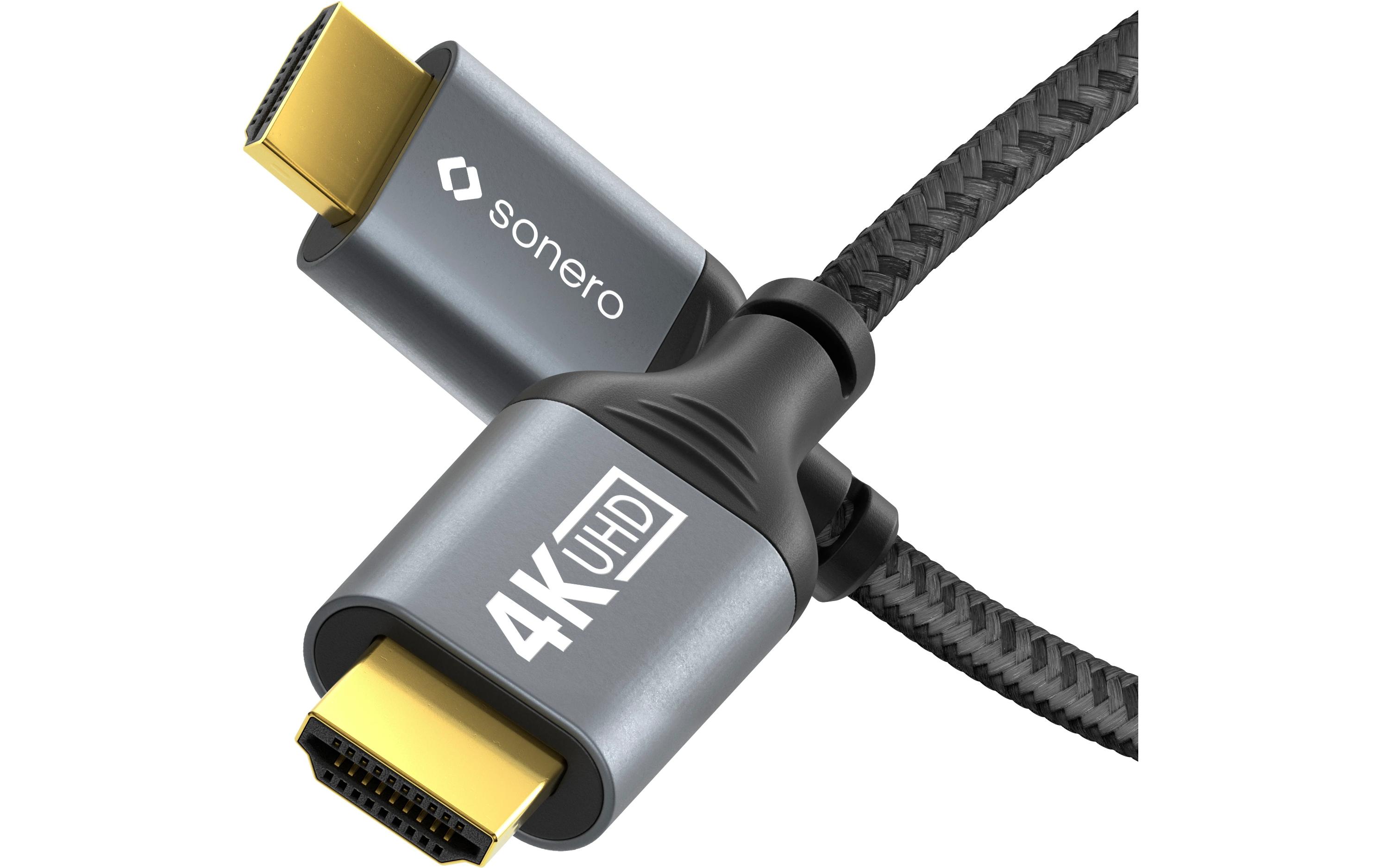 Kabel HDMI - HDMI, 3 mHDMI auf HDMI Kabel - 4K60 - grau/schwarz - 3.00m