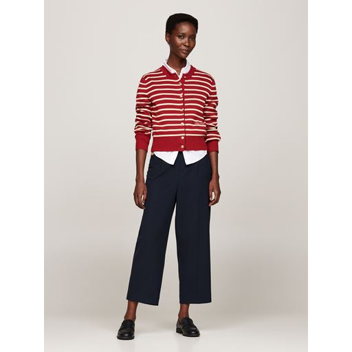 Tommy Hilfiger Mini Stripe Cardigan, Dark Magma/Ivory, S