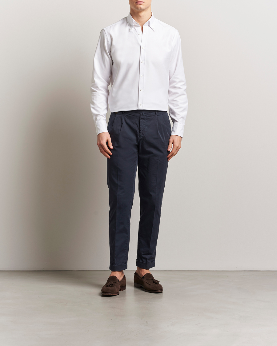 Stenströms Fitted Body Heavy Oxford Shirt White