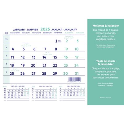 Brepols - Calendrier tapis de souris - 23 x 18 cm