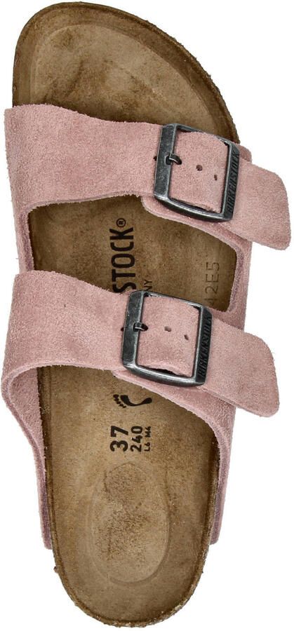 Birkenstock Arizona suède slippers roze