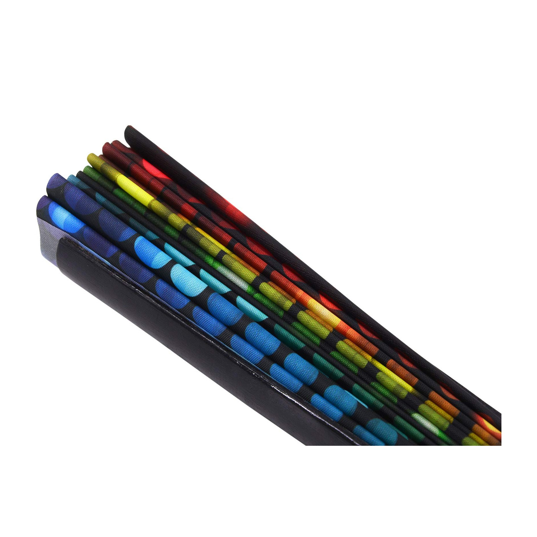 (62cm) Rainbow Fächer Fasnachts Kostüm Zubehör Motto Party Accessoire Festival Handfächer - Bunt / Regenbogen