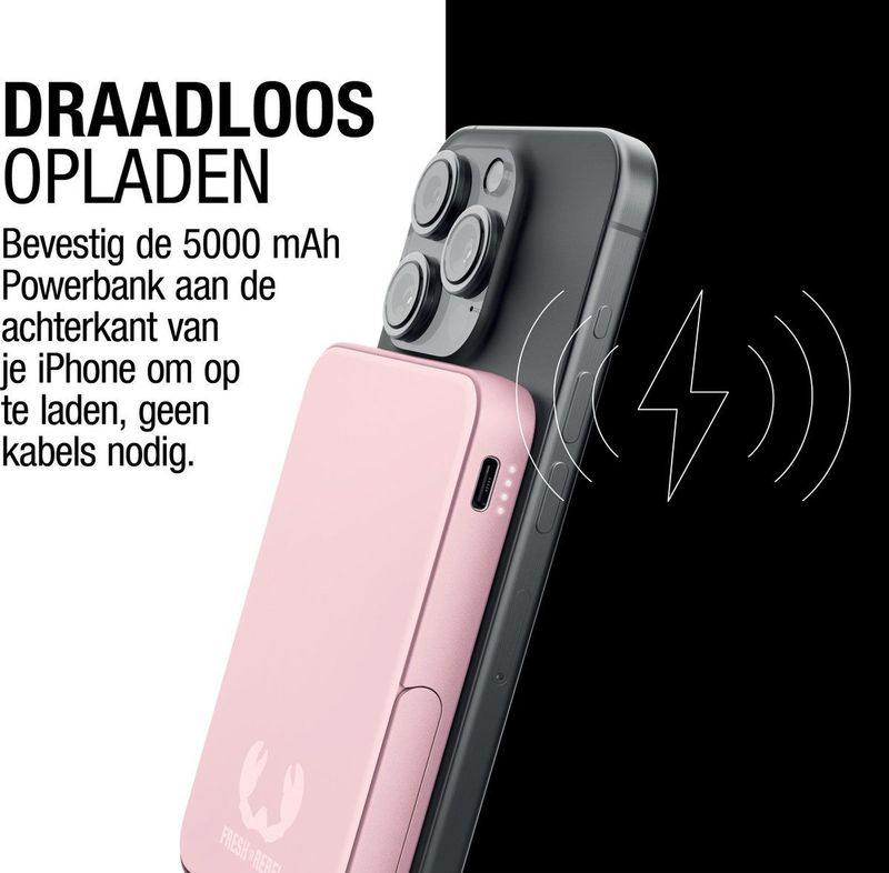 Fresh N Rebel - Magnet Qi Powerbank - Pastelroze - 5000mAh