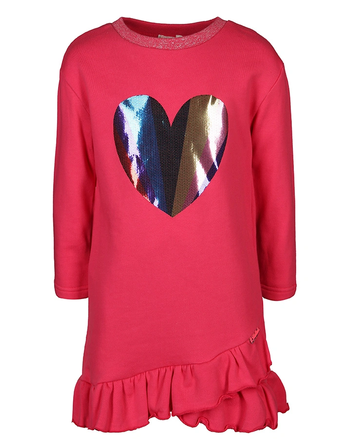 Sweat-Kleid HEART mit Paillettendruck in pink