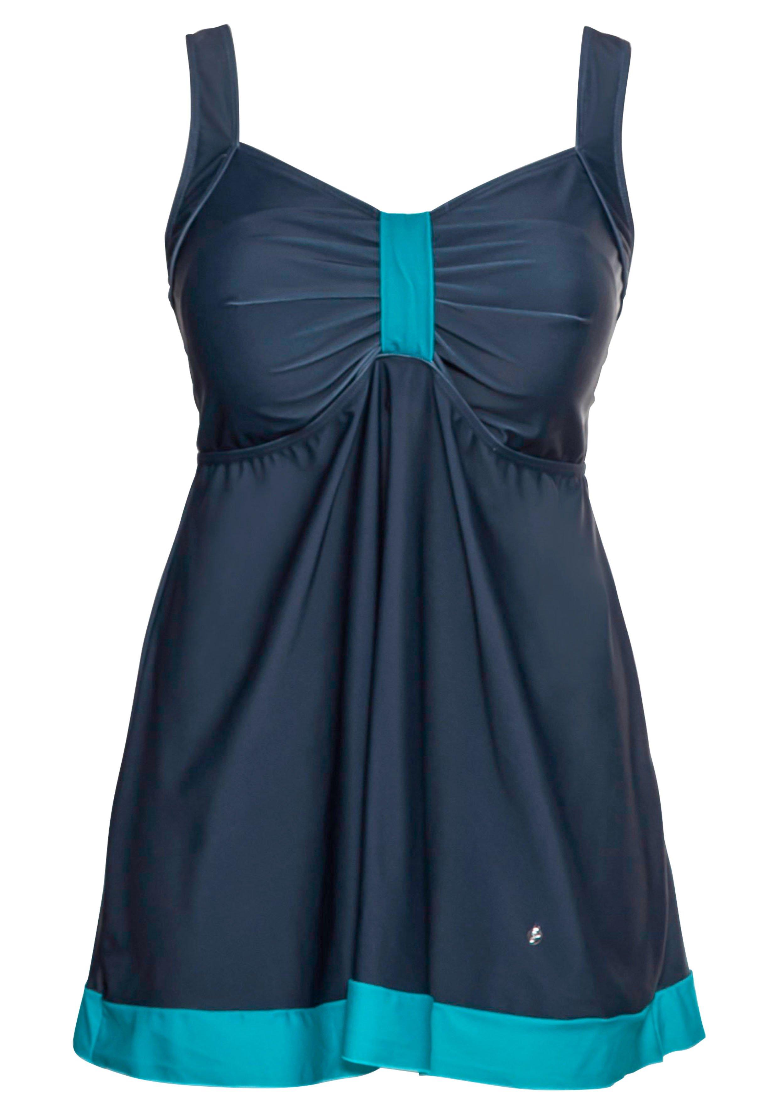 Tankini-Oberteil mit Kontrastdetails, in Longform