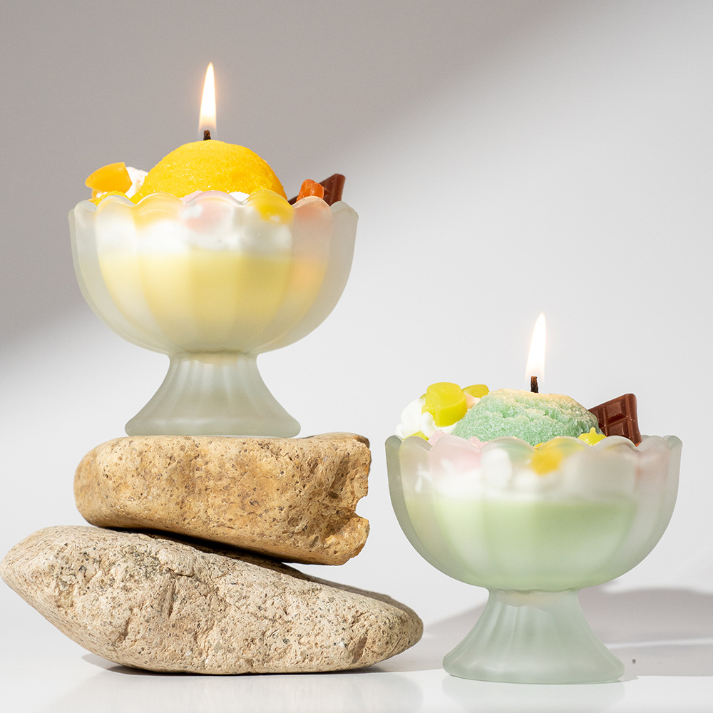 Duft Kerze im Glas Aromatherapie Ice Cream Home Deko Wachs Kerze Eisbecher - Apfel Limette