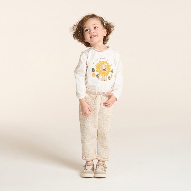 Pantalon chaud molleton fantaisie à motifs rose bébé fille Blanc