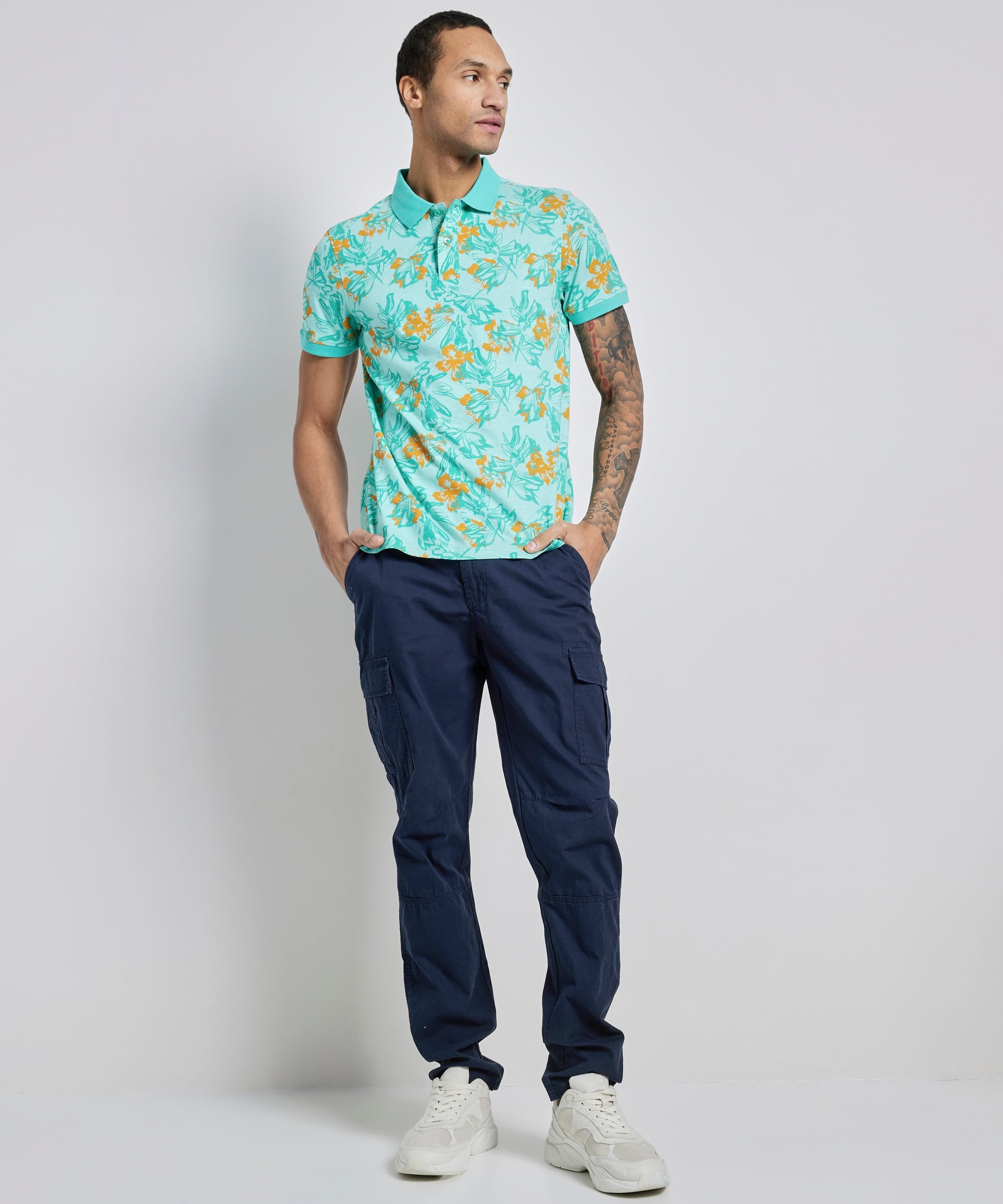 polo met tropische print
