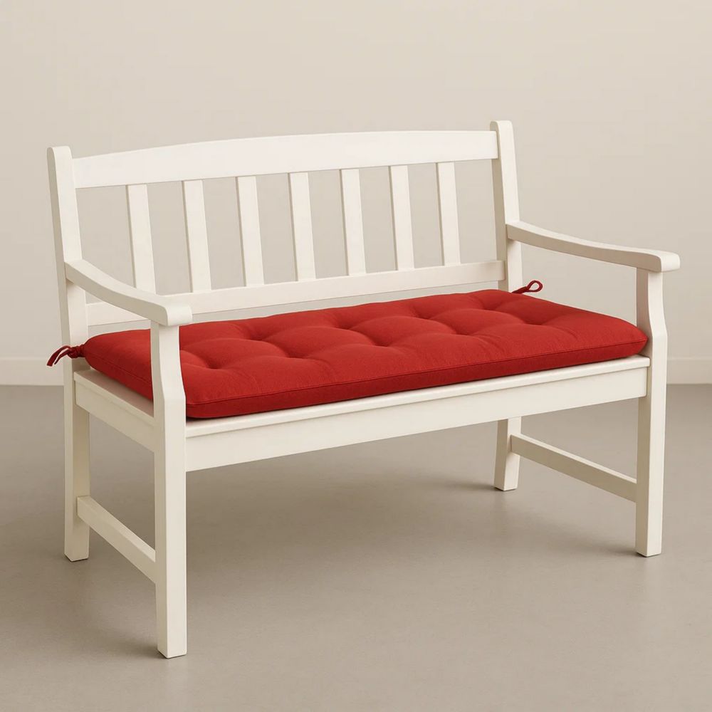 Gartenbank Holz Weiß Rot Kissen 120x45x85 cm