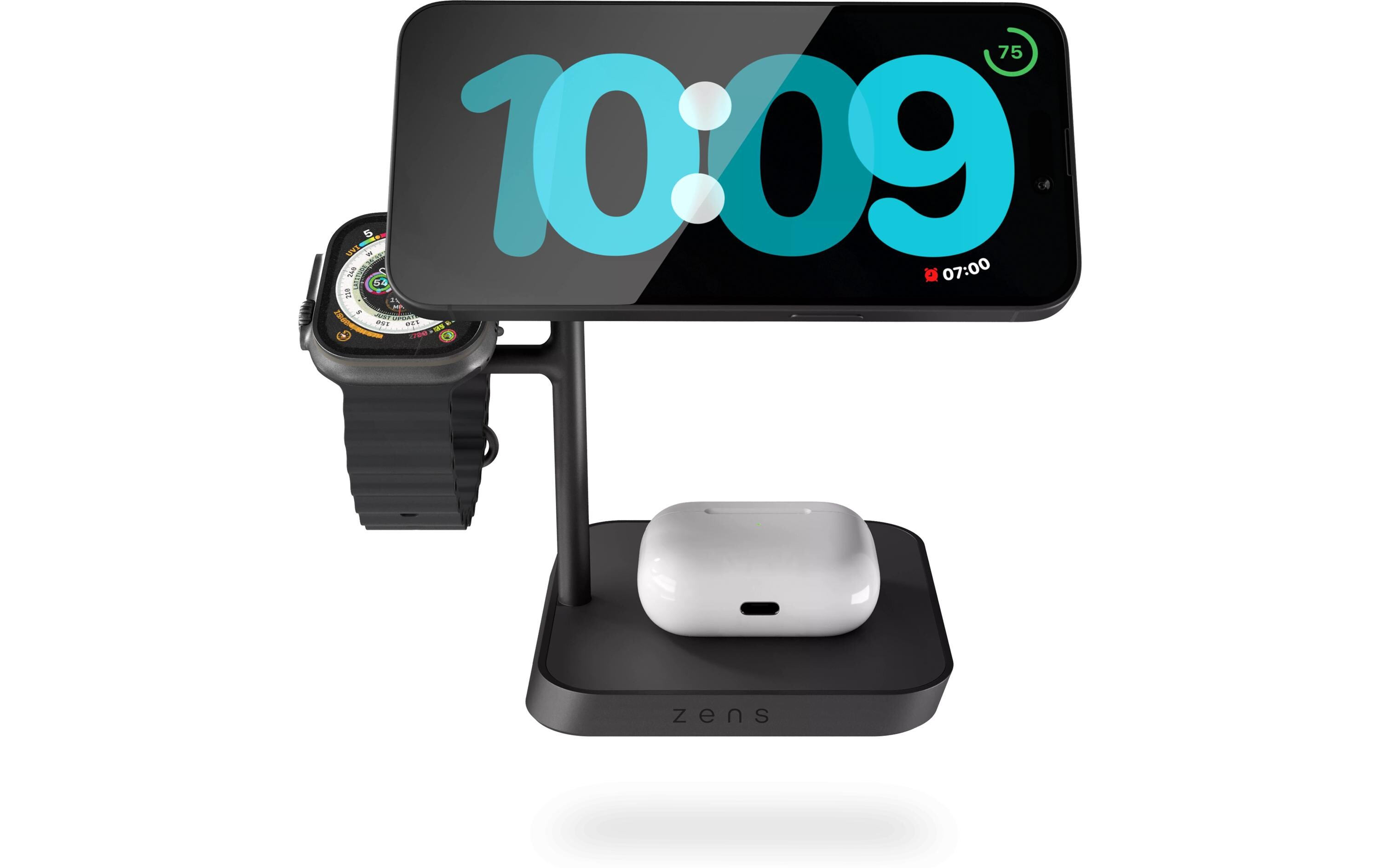 Wireless Charger 4in1 Magsafe Schwarz<br>MagSafe kompatibler 4-in-1-Wireless Charger für iPhone, Apple Watch und AirPods
