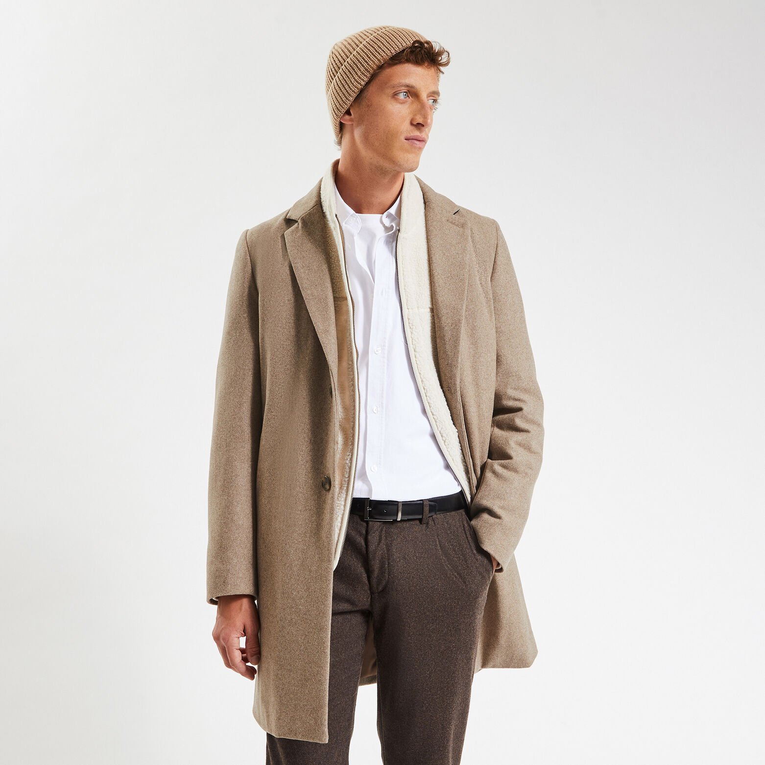 Manteau col tailleur Beige
