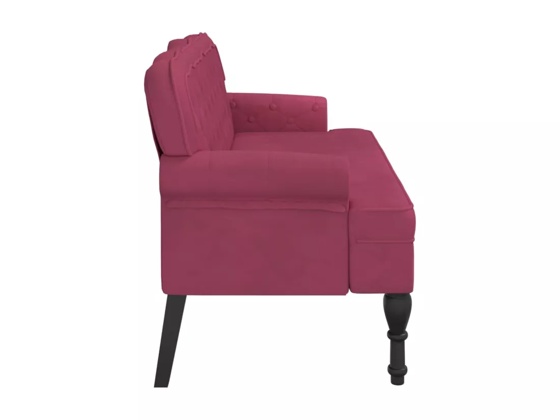 Banc avec dossier bordeaux 119,5x64,5x75 cm velours