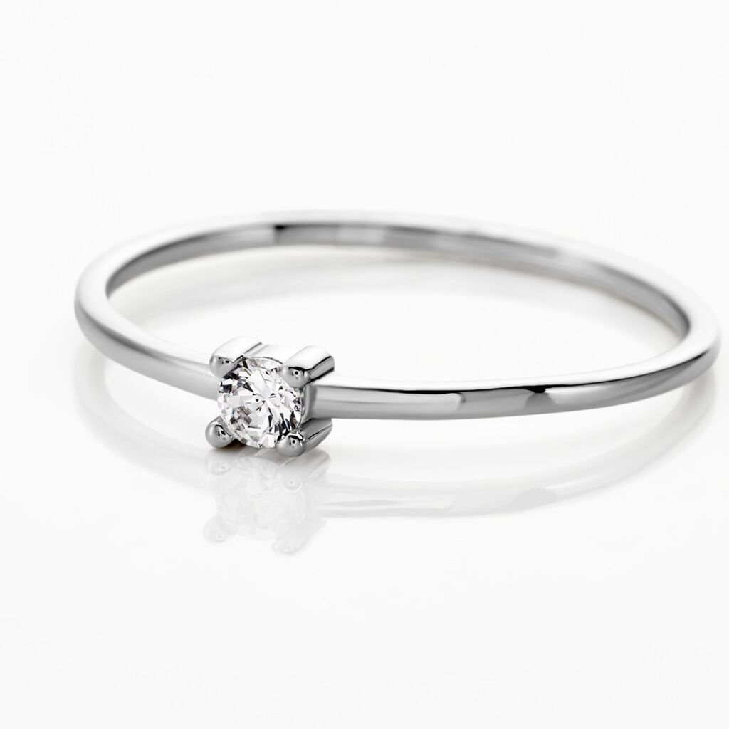Bague Solitaire Etan Argent Blanc Oxyde De Zirconium