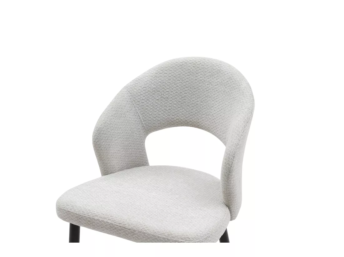 Lot de 2 chaises en tissu et métal noir - Gris - NIYAMA