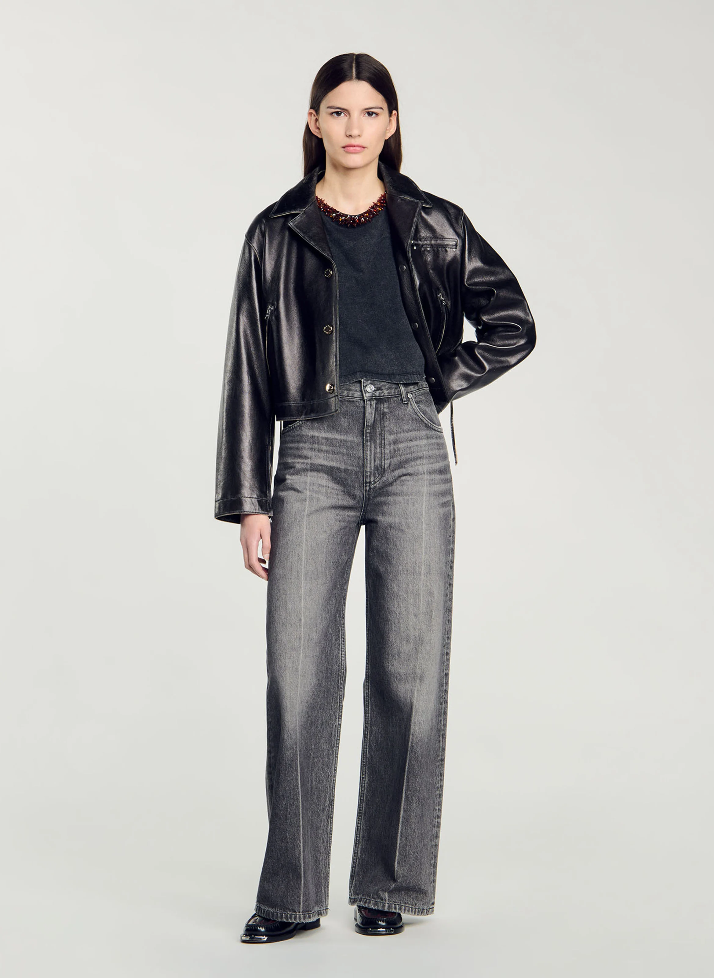 Tee-shirt col rond en coton | Noir