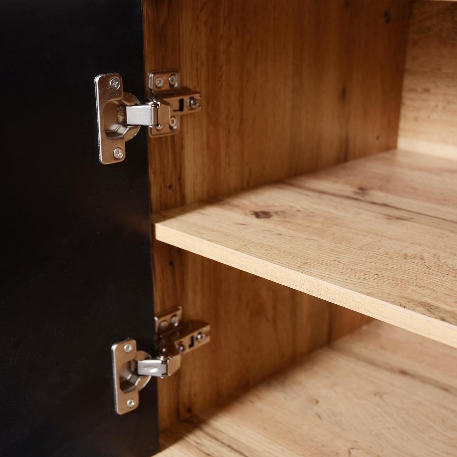 Garderoben-Set, Flurgarderobe mit Sitzbank & Spiegel, Garderobe mit Schuhschrank, Kompaktgarderobe mit 6 goldenen Kleiderhaken, Kissen, oberes Ablagefach, 105*40*190.5cm Holzfarbe & Schwarz