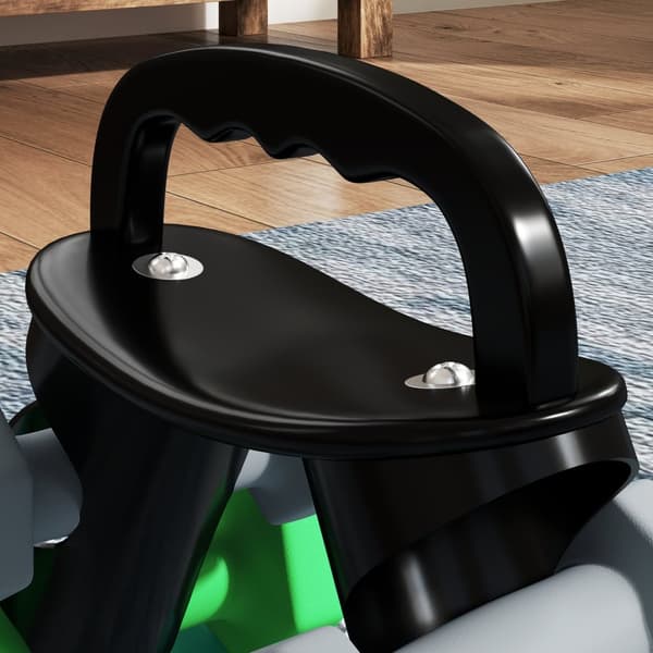 Sett med 6 manualer 2 x 3 kg, 2 x 4 kg, 2 x 5 kg, manualsett med stativ, hexagon manualsett, for styrketrening, fitness hjemmetrening, grå+grønn+turki