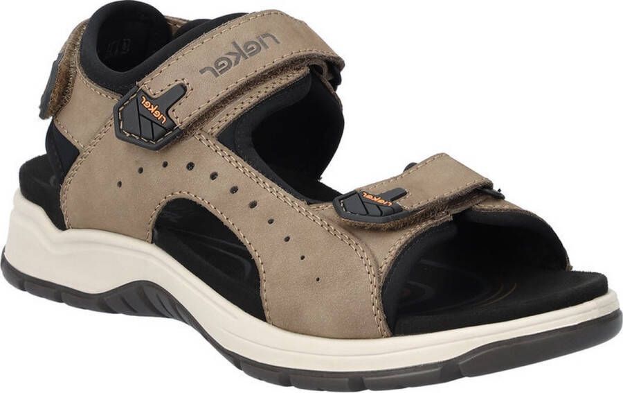 Rieker Zwarte synthetische sliders met comfortabel voetbed en klittenbandsluiting Black