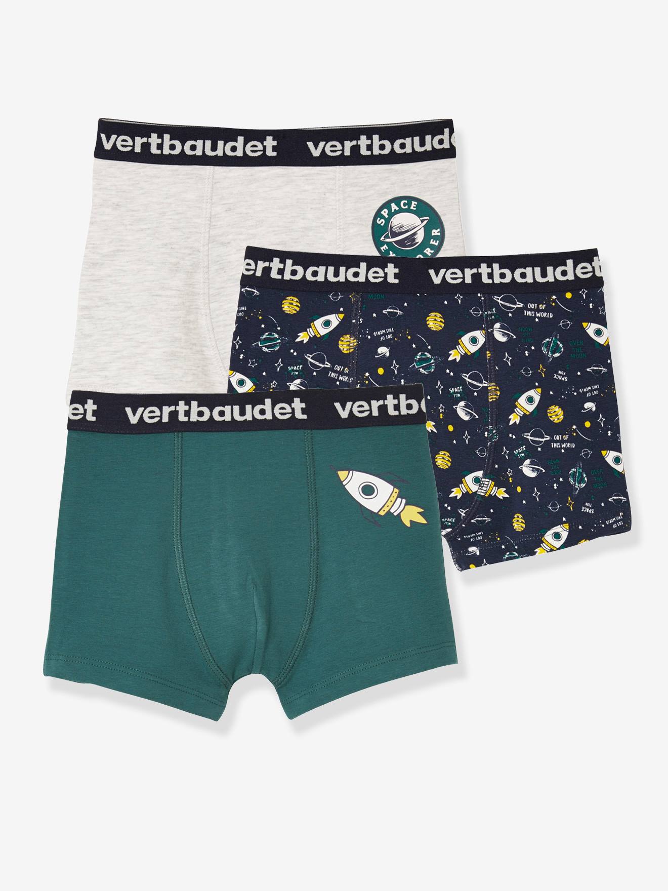 Conjunto de 3 cuecas boxer Explorer para meninos, azul escuro, bicolor/multicoloridas