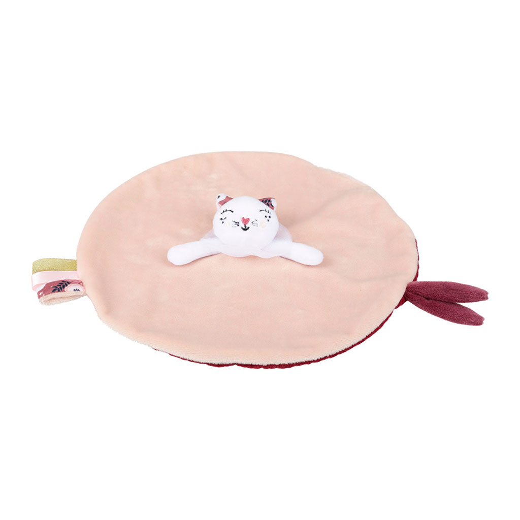 Doudou rond rose Lila chat enfant 24x4x24cm