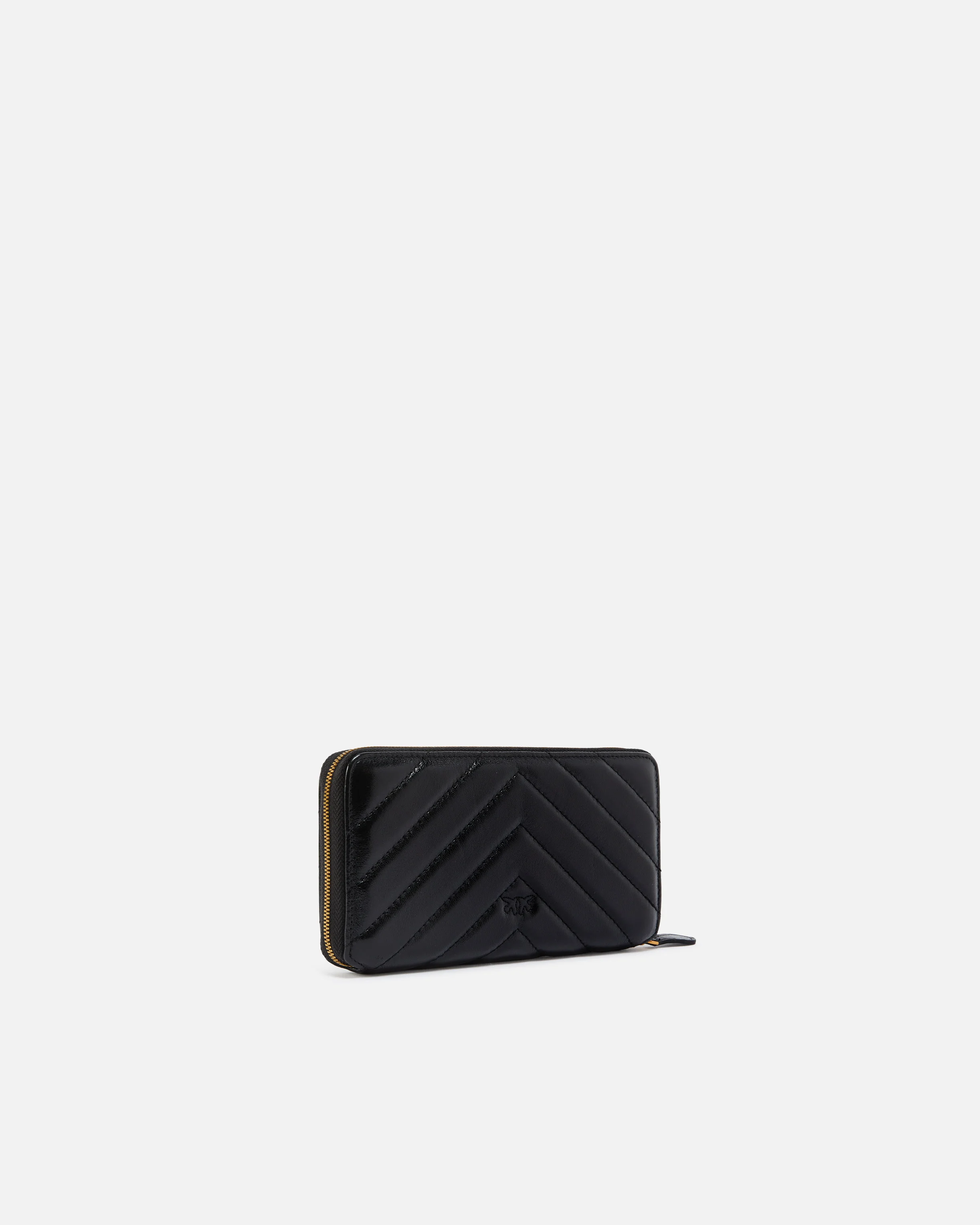 Portefeuille rectangulaire matelassé métallisé | Noir