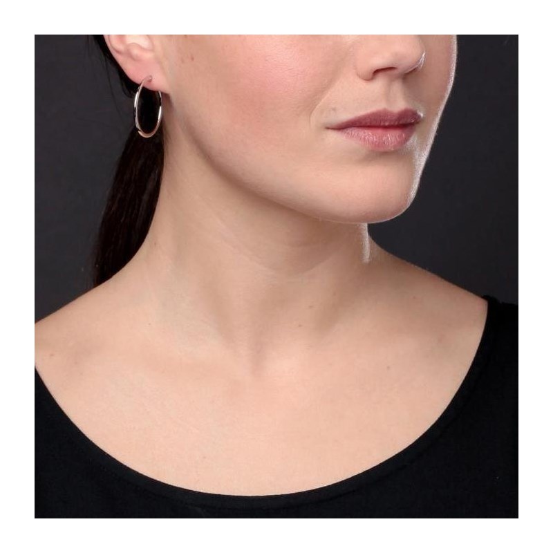 Boucles d'Oreilles Or 18 Carats 750/000 Blanc -Créoles 2.5cm