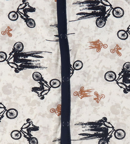Joha Schlafanzug - Bambus - Off White/Marineblau m. Fahrrad