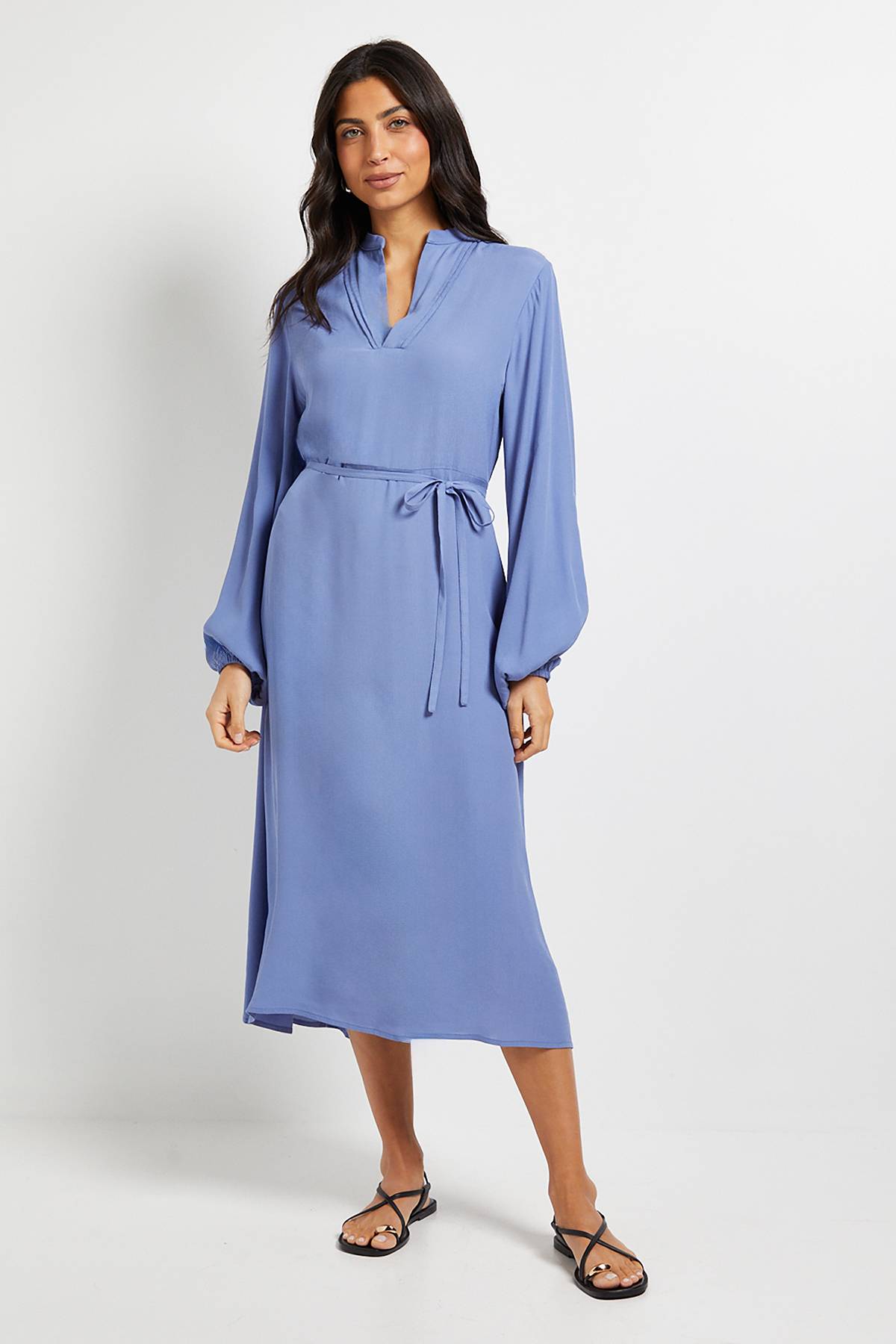 Wallis Robe Midi Sans Col en Viscose avec Détails de Coutures