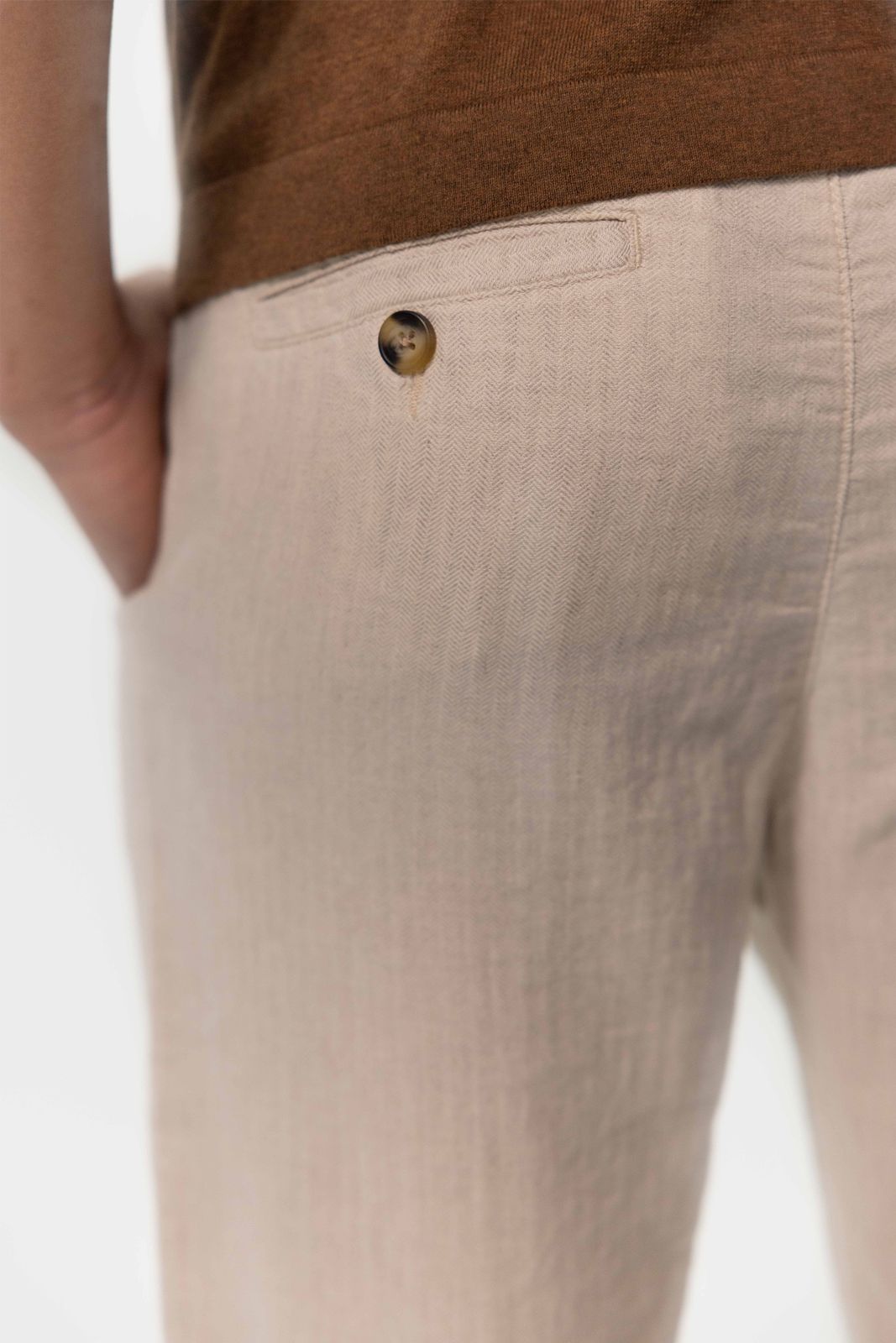 Beige katoenen linnen chino