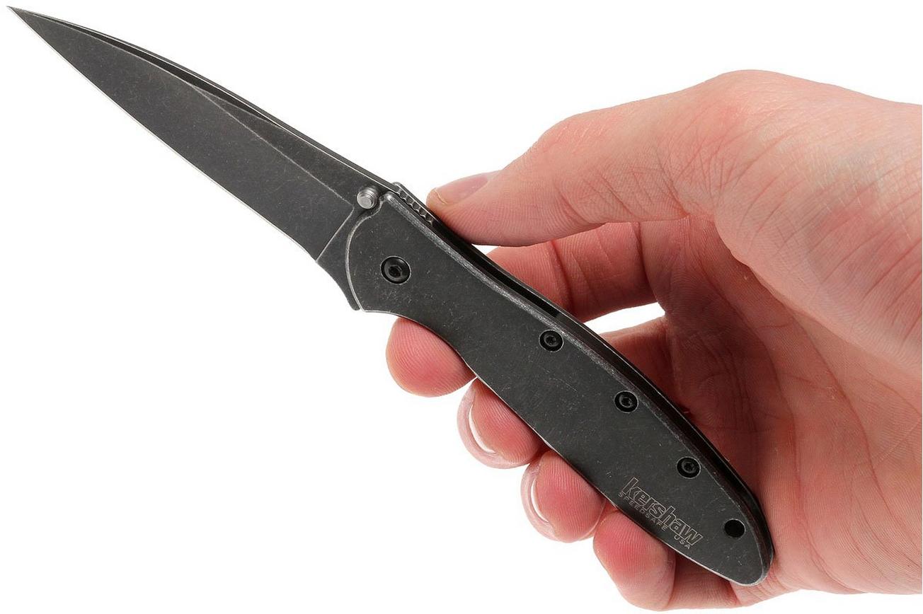 Kershaw Leek 1660BLKW plain edge, zwart