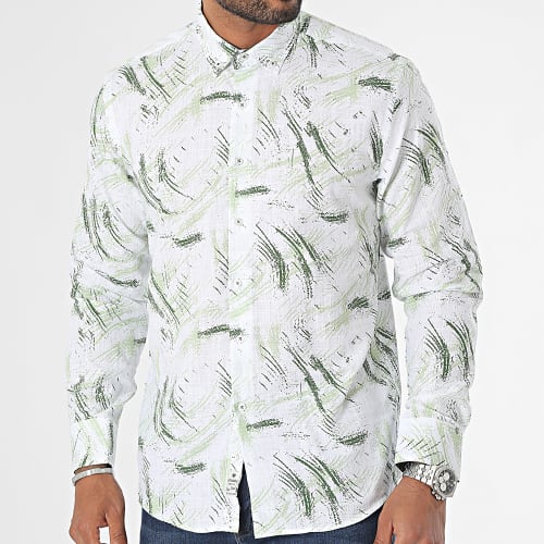 Chemise Manches Longues Blanc Vert