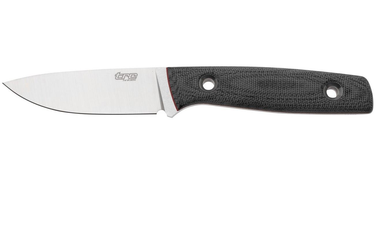 TRC Knives Classic Freedom, FFG Satin Böhler M390, Black Canvas Micarta Red Liner, Kydex Sheath, outdoormes