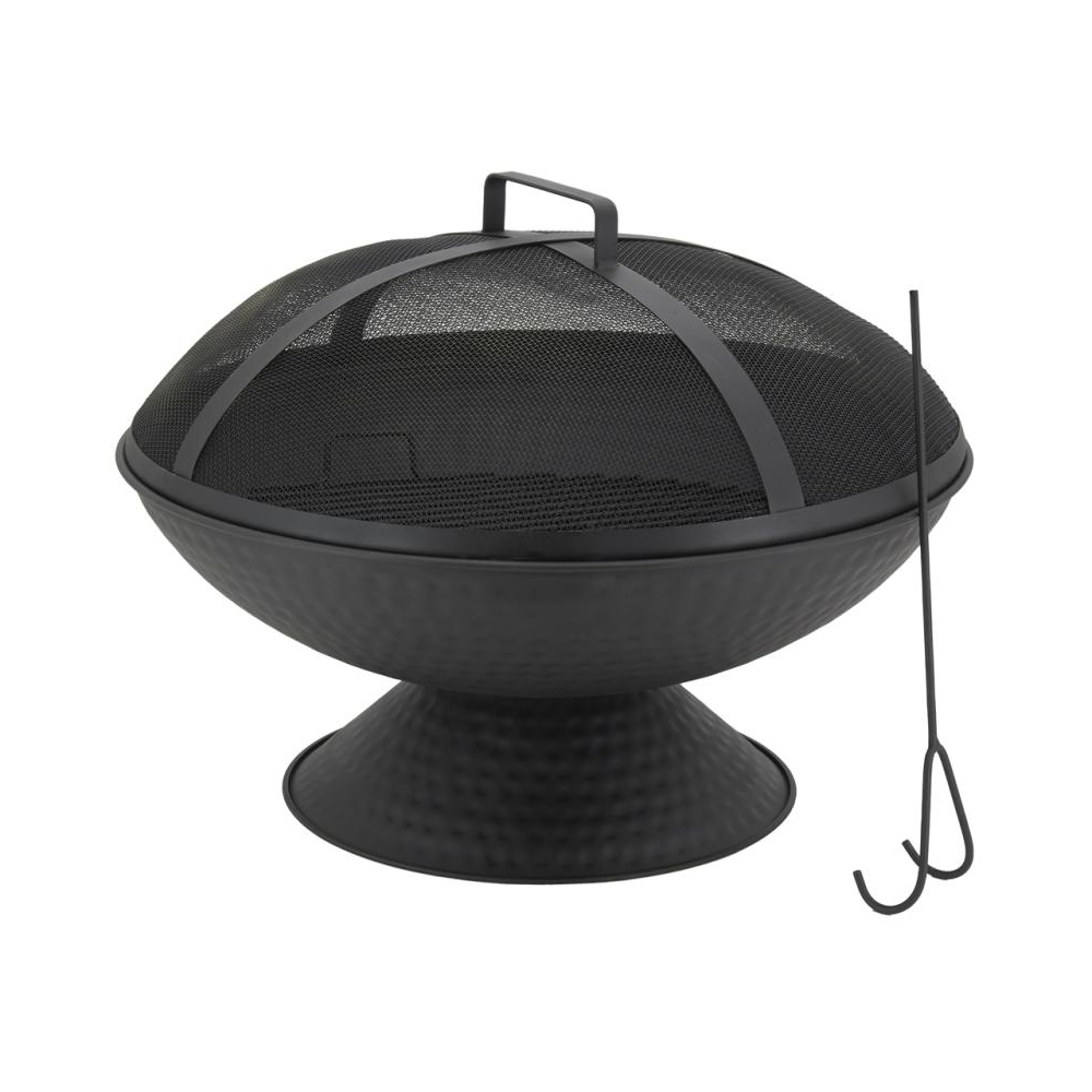 Brasero avec grille + couvercle en métal noir