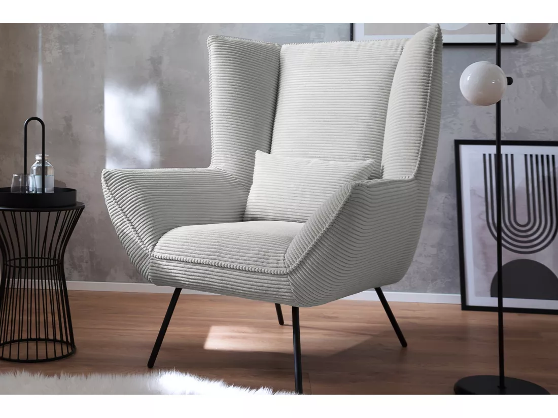 Fauteuil - gris clair Velours côtelé - IVA