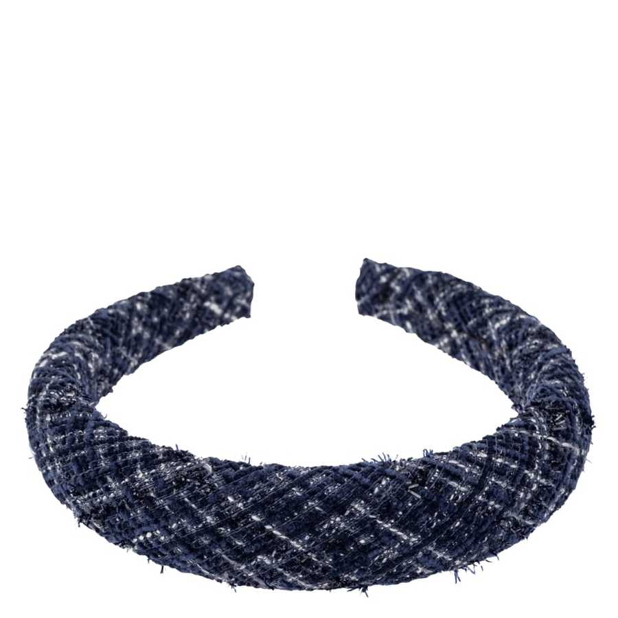DARK Tweed Hair Band Broad Navy Blue