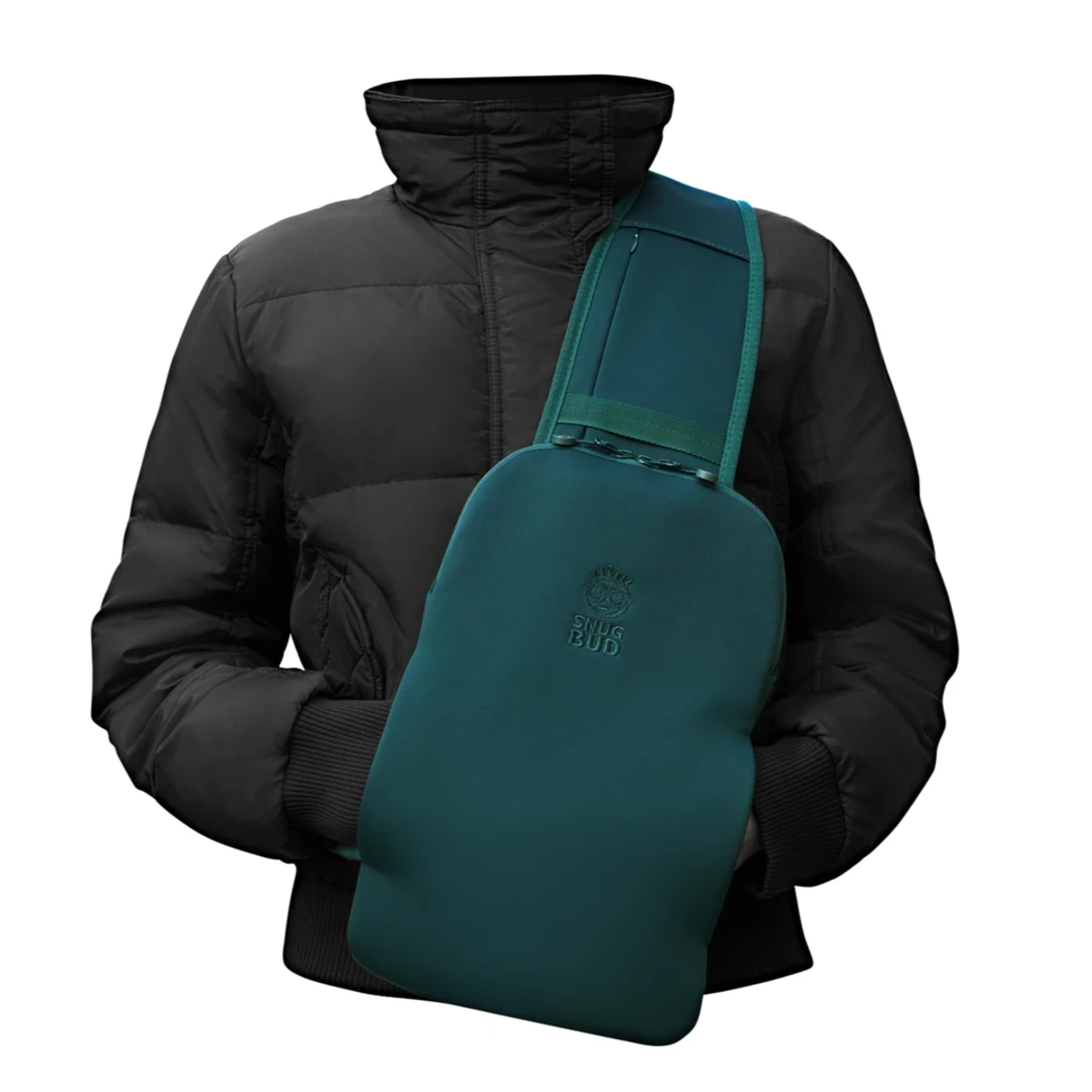 Snugbud Classic groen/bruine rugzak met warmte kruik