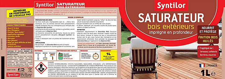 Saturateur extérieur bois s coloris bois exotique Syntilor 1L