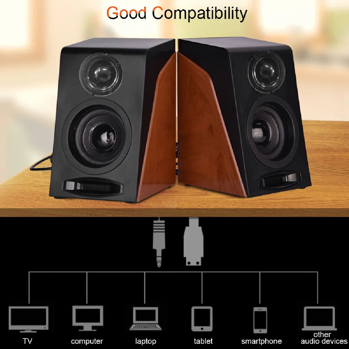 Universal Mini haut-parleurs USB 2.0 - Brun Noir
