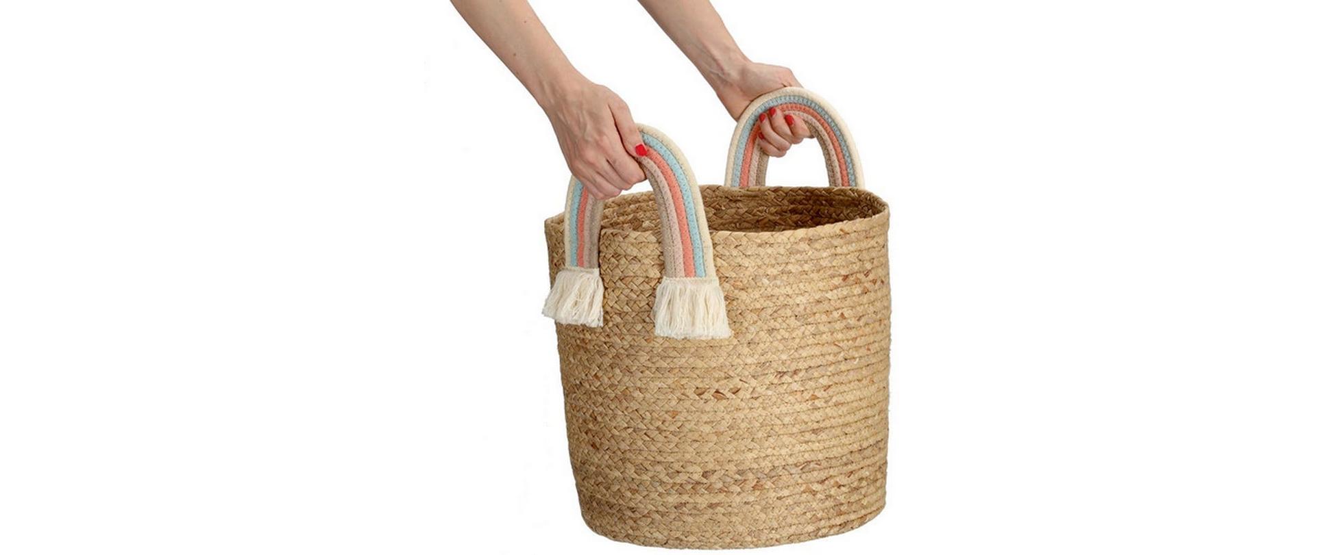 Spielzeugkorb Rainbow Natur Seegras 35 x 34 cmAufbewahrungskorb für Kinderzimmer