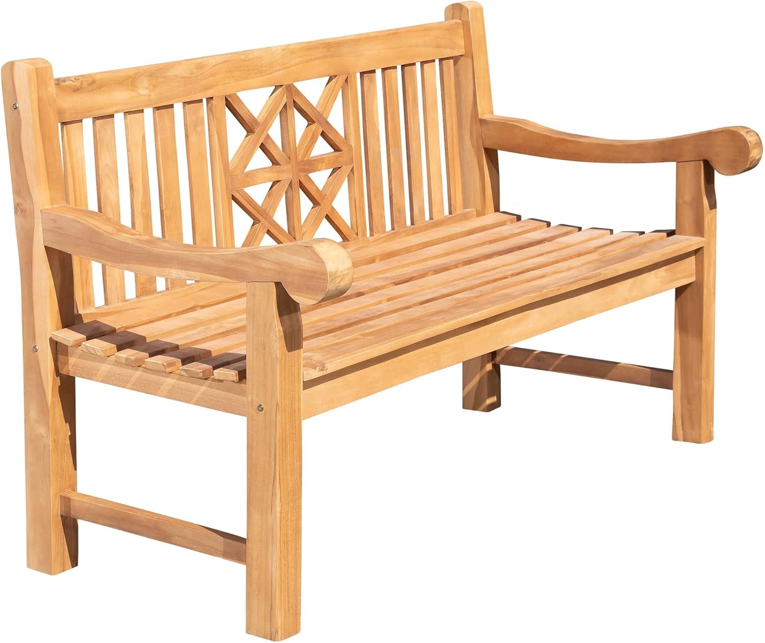 CLP Teak-Gartenbank Florida I Sitzbank Mit Ergonomischer Sitzfläche Aus Vollholz I Sitzhöhe: 44 cm, Farbe:Teak, Größe:150 cm