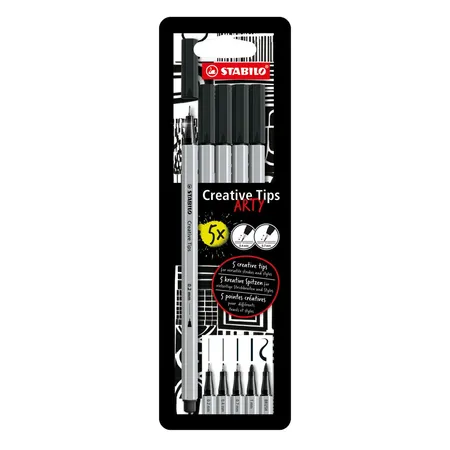 Multi-Liner-Set - STABILO Creative Tips - ARTY - 5er Pack - schwarz