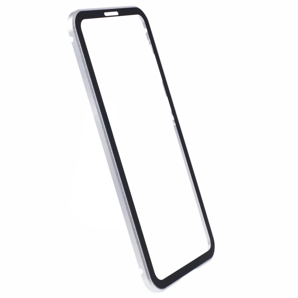 Samsung Galaxy A55 Magnetische Alu Schutzhülle mit Panzer Glas Backcover   Displayschutz (Magnet-Technologie) - Silber