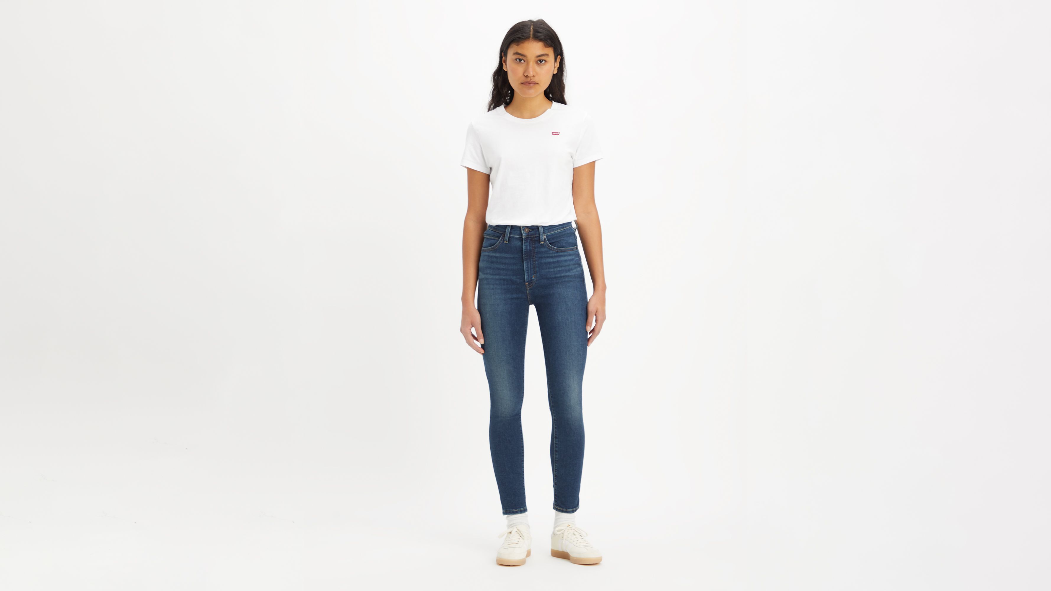 Jean taille haute skinny rétro - Valuable Time - Bleu