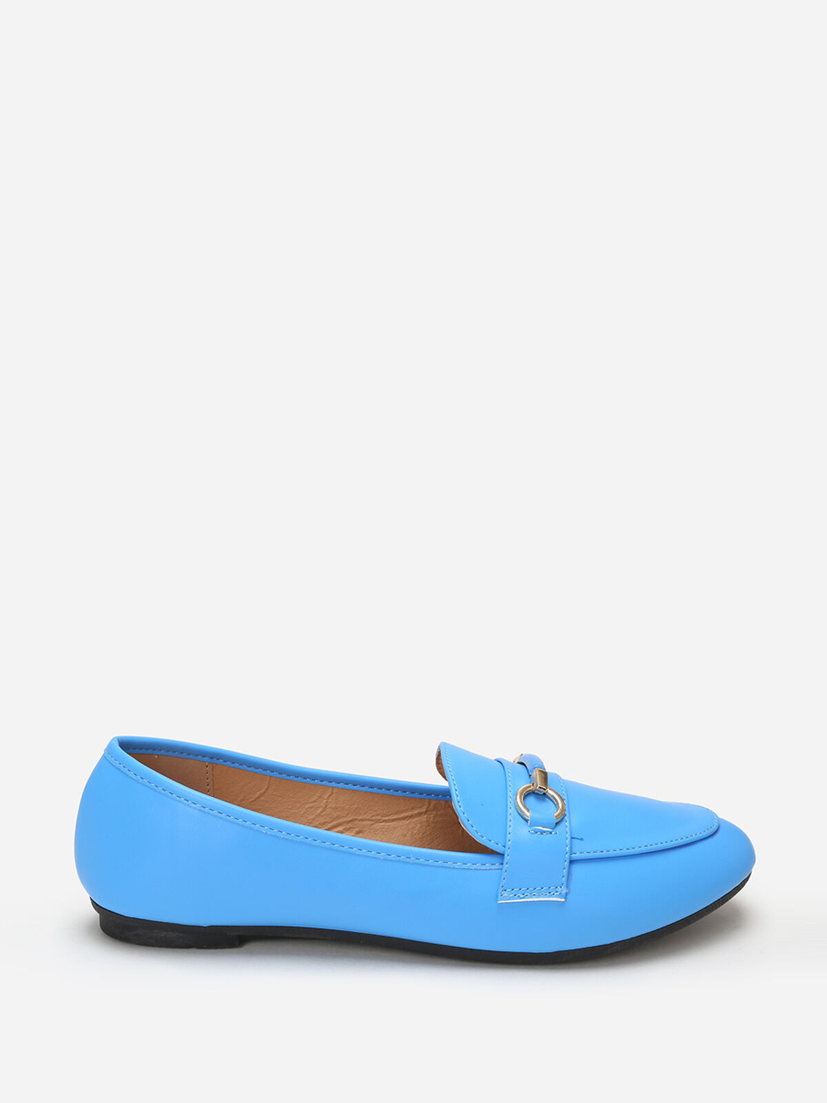 Mocassins arrondis à bride- Bleu