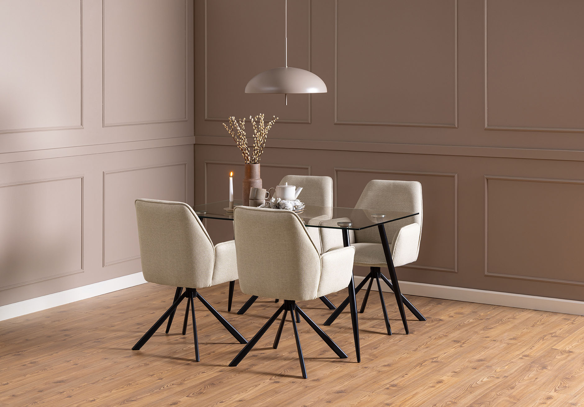 Eetkamerstoel Aske beige - set van 2