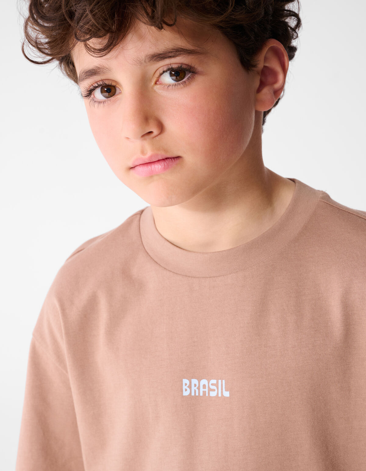 Brasil Artwork T-shirt Lichtbruin