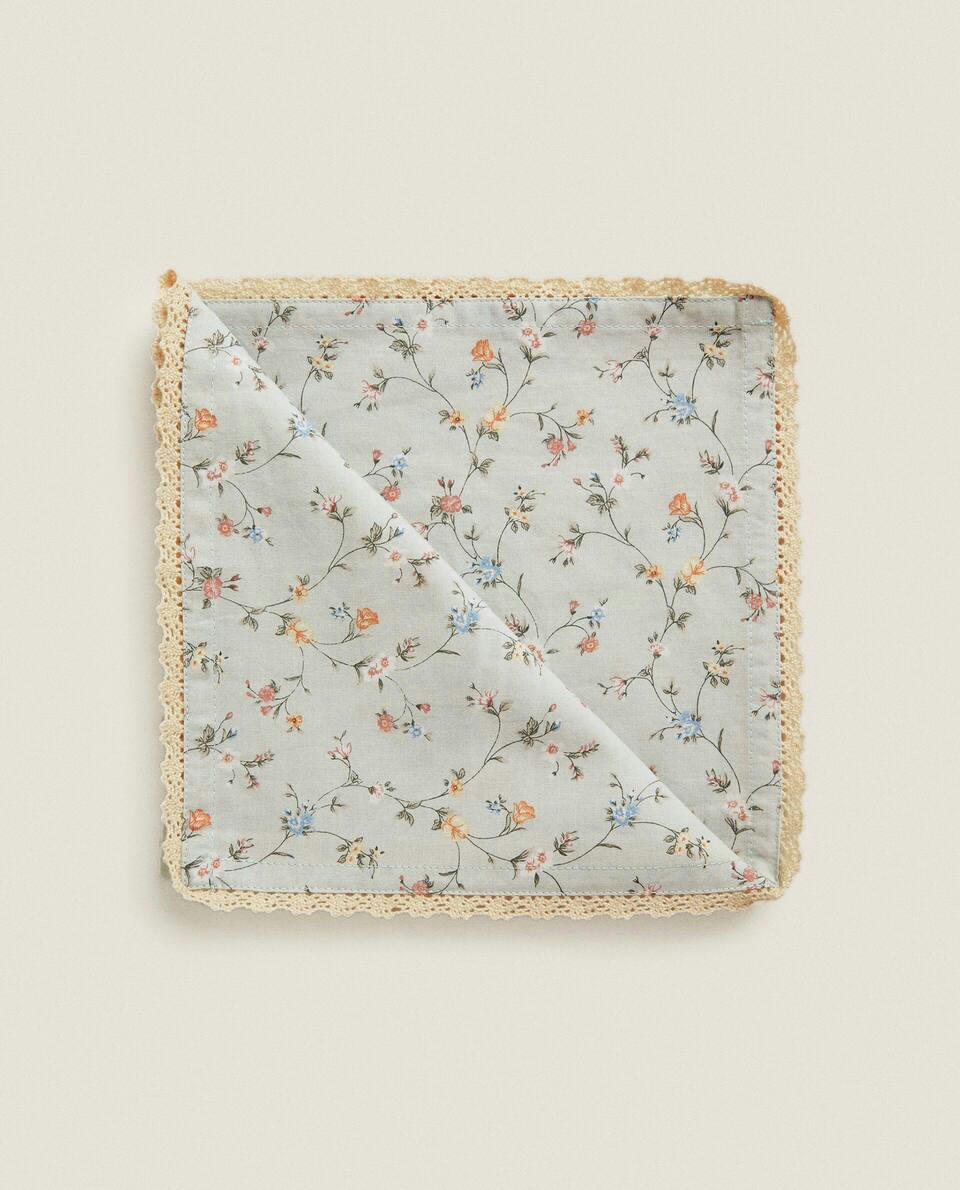 GUARDANAPO MINI COM ESTAMPA FLORAL (PACOTE COM 2)