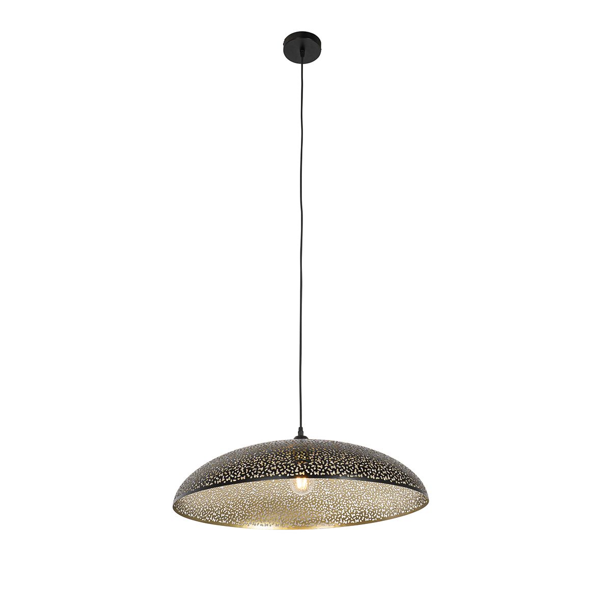 Oosterse hanglamp zwart met goud 60 cm - Japke