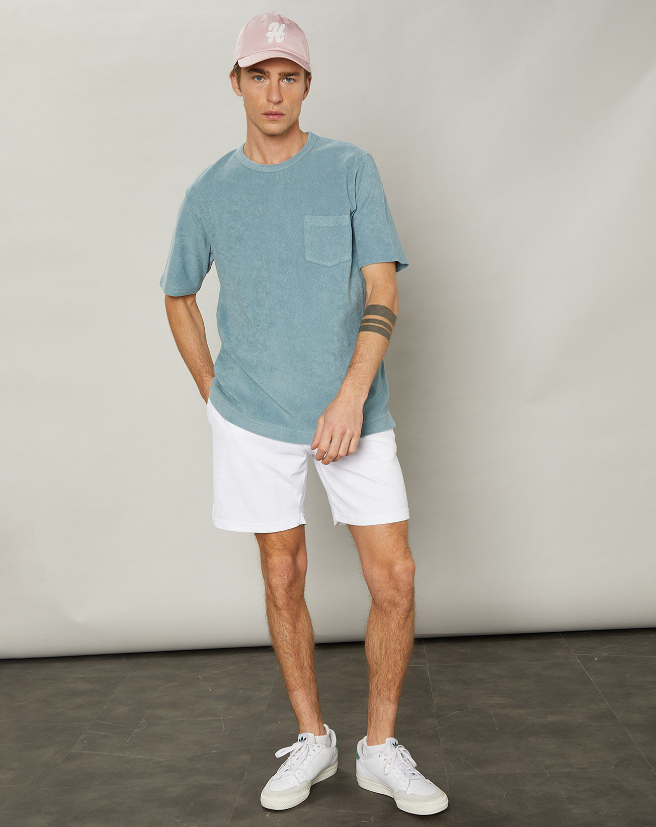 Hartford T-Shirt en éponge Pocket Crew oyster