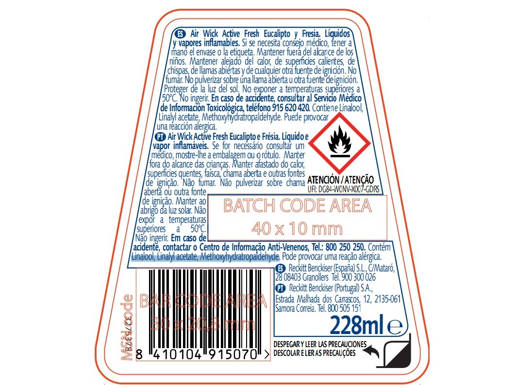 AMBIENTADOR RECARGA AIRWICK AF EUCALIPTO E FRÉSIA 224 ML